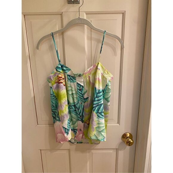 Mara Hoffman Button Front Tank in Flora Stone Small - Picture 2 of 7